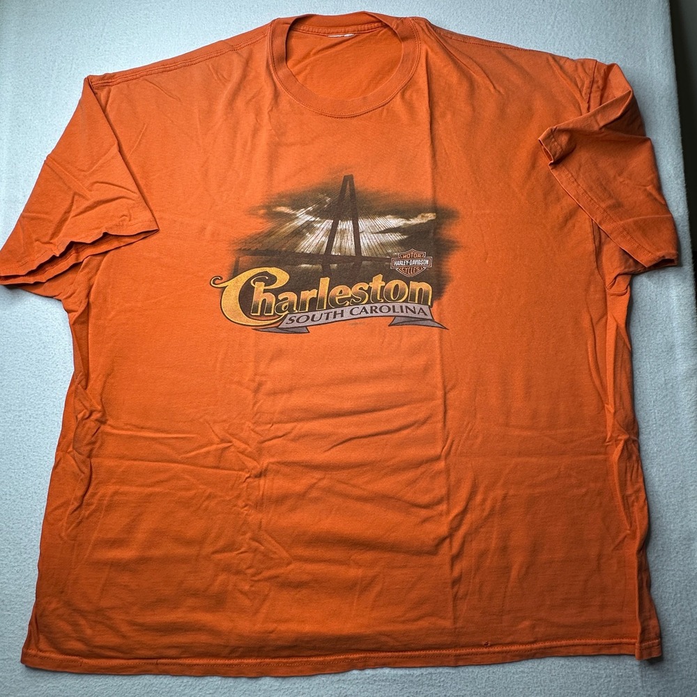 Harley-Davidson Mens Charleston South Carolina T-Shirt Orange Size 3X 2006